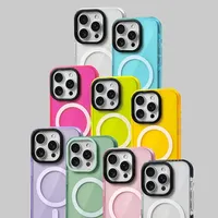 Coque de téléphone magnétique transparente en cristal couleur néon pour iPhone 17 16 15 Pro 15 14 13 Max 12, compatible avec la recharge sans fil, en silicone souple avec protection antichoc