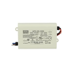 Mean Well APC-25-1050 Driver LED 25W 1050mA Courant CC 9V-24V Certifié ROHS IP42 Entrée 110V Sortie 12V Simple Puissance de Sortie 500W - Product Image 1