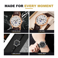 Montre à quartz pour homme SKMEI 9438, montre de luxe avec échelle romaine, phase lunaire, bracelet en cuir imperméable, montre de haute qualité