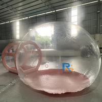 Tente à bulles gonflable rose en PVC, dôme à bulles avec fond monocouche, adapté aux fêtes en intérieur et en extérieur