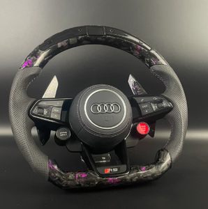 Volante Personalizado de Fibra de Carbono y Cuero con Detalles en Morado para <span class=keywords><strong>Audi</strong></span> Serie A4/A6/A3/Q/S/RS con Botón de Encendido/Apagado - Product Image 6