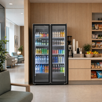 Réfrigérateur Vitré Commercial Plein Écran pour Supermarché, Vitrine Réfrigérée pour Boissons Énergisantes et Vins