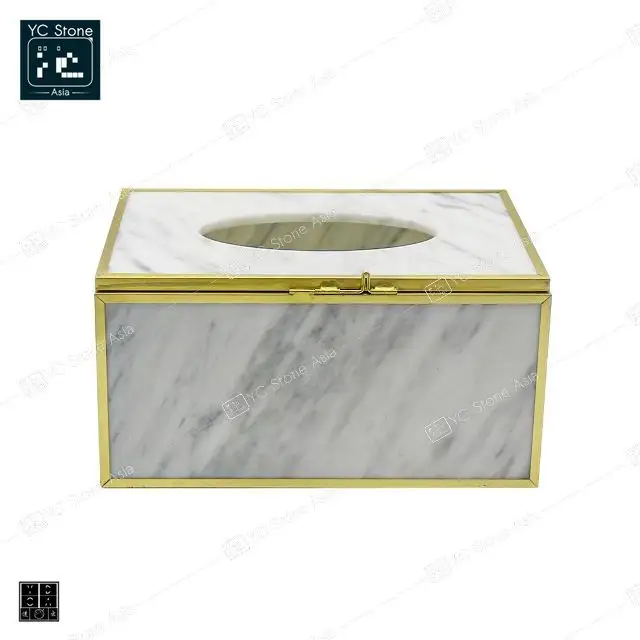 Caixa de papel de mármore para uso doméstico, caixa moderna de mármore para lenços de mármore