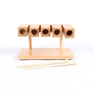 Wholesale Hot-selling Wooden Percussion Block 5 Tones Clapper Rhythm Oak Blocks with Hammer for National Opera <b>Music</b> - Product Image 3