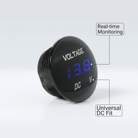 Voltímetro Digital USB para Auto/Camión/Barco, con Iluminación LED, Carcasa Negra, IP65, Amperímetro, Voltímetro