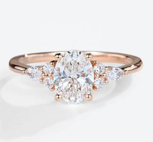 Gioielli personalizzati gigi <span class=keywords><strong>GIA</strong></span> <span class=keywords><strong>Report</strong></span> 14K 18K oro massiccio 6*8mm taglio ovale D-colore VVS anello di fidanzamento con diamante coltivato da laboratorio - Product Image 1