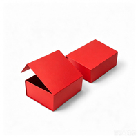 Kotak Karton Warna Merah Terang Kustom Dengan Stempel Emas untuk Kemasan Hadiah Cokelat Permen Kue Kotak Kertas Lipat Magnetik