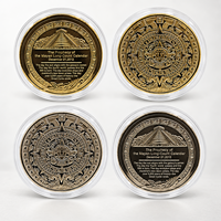 Pièce de monnaie prophétique du calendrier maya 2026, relief 3D, plaqué or et argent, en fer, 2 couleurs, avec boîte de présentation