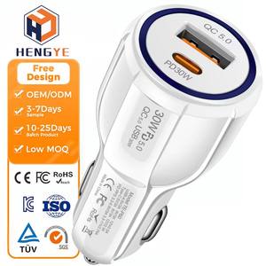 Chargeur de voiture PPS 60 Watts <span class=keywords><strong>USB</strong></span> C 30W LED à charge rapide 60W Type C double port PD3.0 chargeur pour voiture PD QC5.0 60 Watt - Product Image 1