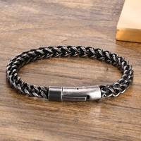 Bracelet chaîne Franco en acier inoxydable géométrique personnalisé plaqué or 18 carats vintage, bijoux gravables faits à la main Hip Hop Punk