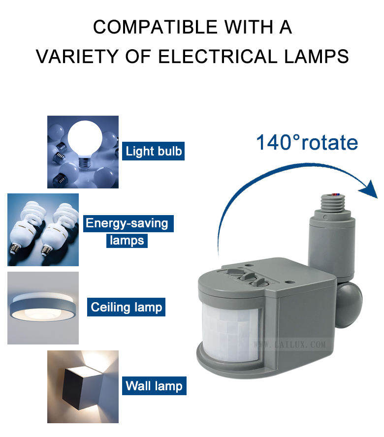 IP44 Waterproof 110V 220V Outdoor Wall PIR Motion Sensor Adjustable Human Body Infrared Inductive Switch for Street Flood Light