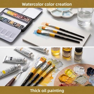 Ensemble de pinceaux plats professionnels à poils en nylon pour aquarelle et <span class=keywords><strong>peinture</strong></span> à l'huile, application épaisse et uniforme, sans perte de poils, grandes, moyennes et petites tailles - Product Image 5