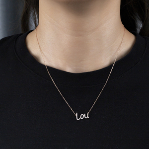 MSN-857 Joyería de Diamantes Cultivados en Laboratorio, Chapado en Oro Rosa de 10K, Letra con Diamantes, Estilo Minimalista para Uso Diario de Mujeres - Product Image 4