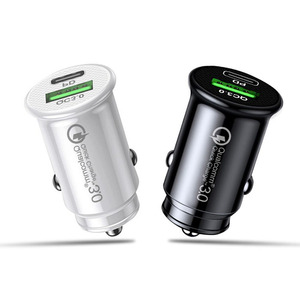 Caricabatterie Auto Rapido 30W QC3.0 con Doppia Porta USB-C Tipo C PD, Adattatore di Ricarica Veloce per Auto con Slot Accendisigari e Luce LED Blu per Telefoni Cellulari - Product Image 2