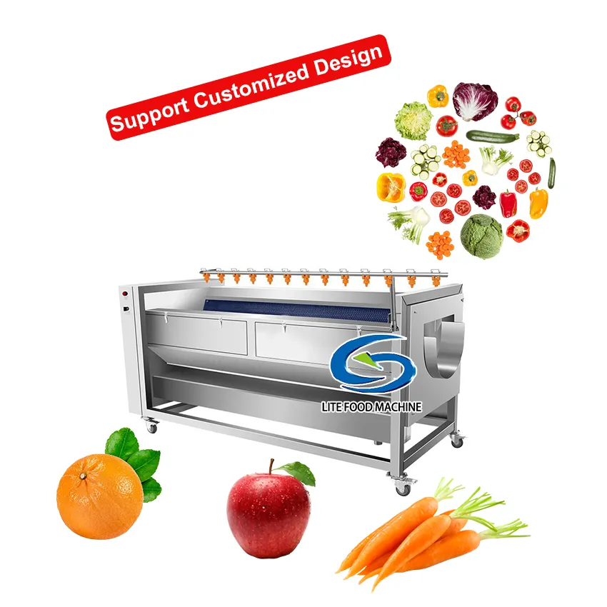 PLC Control Air Bubble Spinach Cleaning Fruit Washer Orange Apple Washing Vegetable Washing Machine