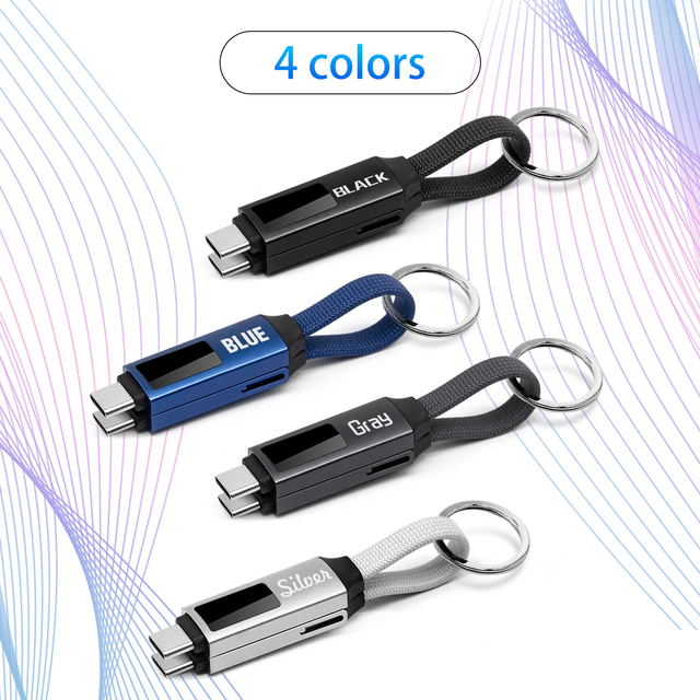4 Colors Keychain Type-C to Type-C Cable PD Fast Charging USB C Data Cord Mini Portable Charger Cable for iPhone 15 Samsung