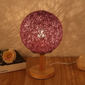 Lampe de chevet LED alimentée par USB, boule en rotin, cadeau d'<span class=keywords><strong>anniversaire</strong></span> créatif, décoration de chambre à coucher, de bibliothèque - Product Image 3