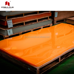 Sans impuretés personnalisé irisé <span class=keywords><strong>feuille</strong></span> <span class=keywords><strong>de</strong></span> stratifié acrylique fonte Usinable 5mm transparent Orange couleur <span class=keywords><strong>feuille</strong></span> acrylique - Product Image 1