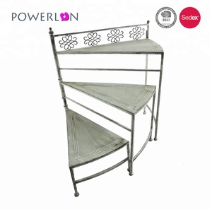 Estante <span class=keywords><strong>de</strong></span> almacenamiento <span class=keywords><strong>de</strong></span> 3 escaleras con soporte para plantas <span class=keywords><strong>de</strong></span> metal - Product Image 1