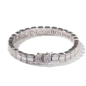 Hip Hop Zircone Baguette Bracelet Hommes Diamant Tennis Bracelet Chanteurs Rappeurs Bling Cz Bracelets - Product Image 5