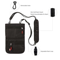 Pochette de cou de voyage Porte-passeport RFID avec sangle de cou réglable