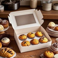 Scatola Rettangolare Bianca con Finestra Trasparente a 6 Scomparti per Cupcake, Confezione in Cartone Rinforzato per Alimenti, Pasticceria, Biscotti, Muffin
