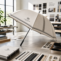 Parapluie de golf de luxe personnalisé avec logo, extra large, diamètre 135 cm, armature en fibre de verre de 14 mm, résistant au vent (65 mph), monocouche, imperméable