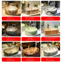 Table ronde moderne en marbre, lavabo de comptoir, lavabo contemporain en céramique pour salle de bain à usage domestique
