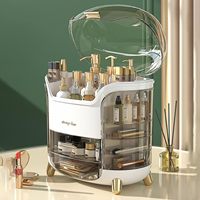 Organisateur de maquillage de table multifonctionnel rotatif transparent de luxe portable, boîte de rangement pour cosmétiques