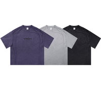 Camiseta de Verano para Hombre, de Manga Corta, con Logotipo Personalizado, de Algodón 100%, Lavado Ácido, Talla Grande, 275 g/m², de Alta Calidad, YKH