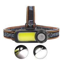 Lampu Kepala USB Isi Ulang 200Lumen XPE COB Sumber Cahaya Ganda Senter Kepala untuk Berkemah Mendaki Memancing
