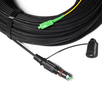 Rakitan kabel jatuh datar FTTH anti air luar ruangan dengan kabel Patch optitap H terhubung sebelumnya