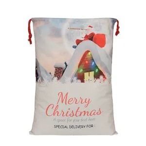 Monogram Jumbo <strong>Christmas</strong> <strong>Hessian</strong> Santa <strong>Sack</strong> Stocking Bag Personalized Sublimation Santa on the Way Present Stocking <strong>Sacks</strong> - Product Image 3