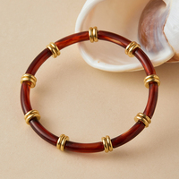 Bracelet manchette tendance en perles acryliques ORNAPEADIA pour femme, élastique, taille ajustable, couleurs assorties, idéal pour les vacances et l'usage quotidien, cadeau