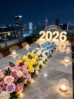 Vente flash - Chemin de table en fleurs artificielles multicolores de la marque Panda, bande florale moderne pour la décoration de table de mariage ou de fête