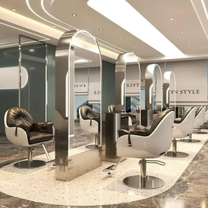 Station de coiffure professionnelle pour salon de beauté avec miroir sur pied à LED - Product Image 2