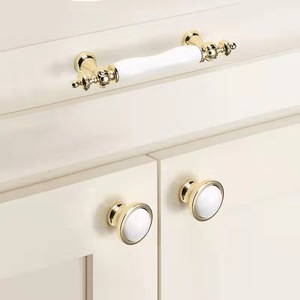 European Country Style Ceramic <strong>Gold</strong> Handle Drawer Pull Home Use Wardrobe <strong>Door</strong> and Cabinet <strong>Knob</strong> for Dresser or Entry Furniture - Product Image 5