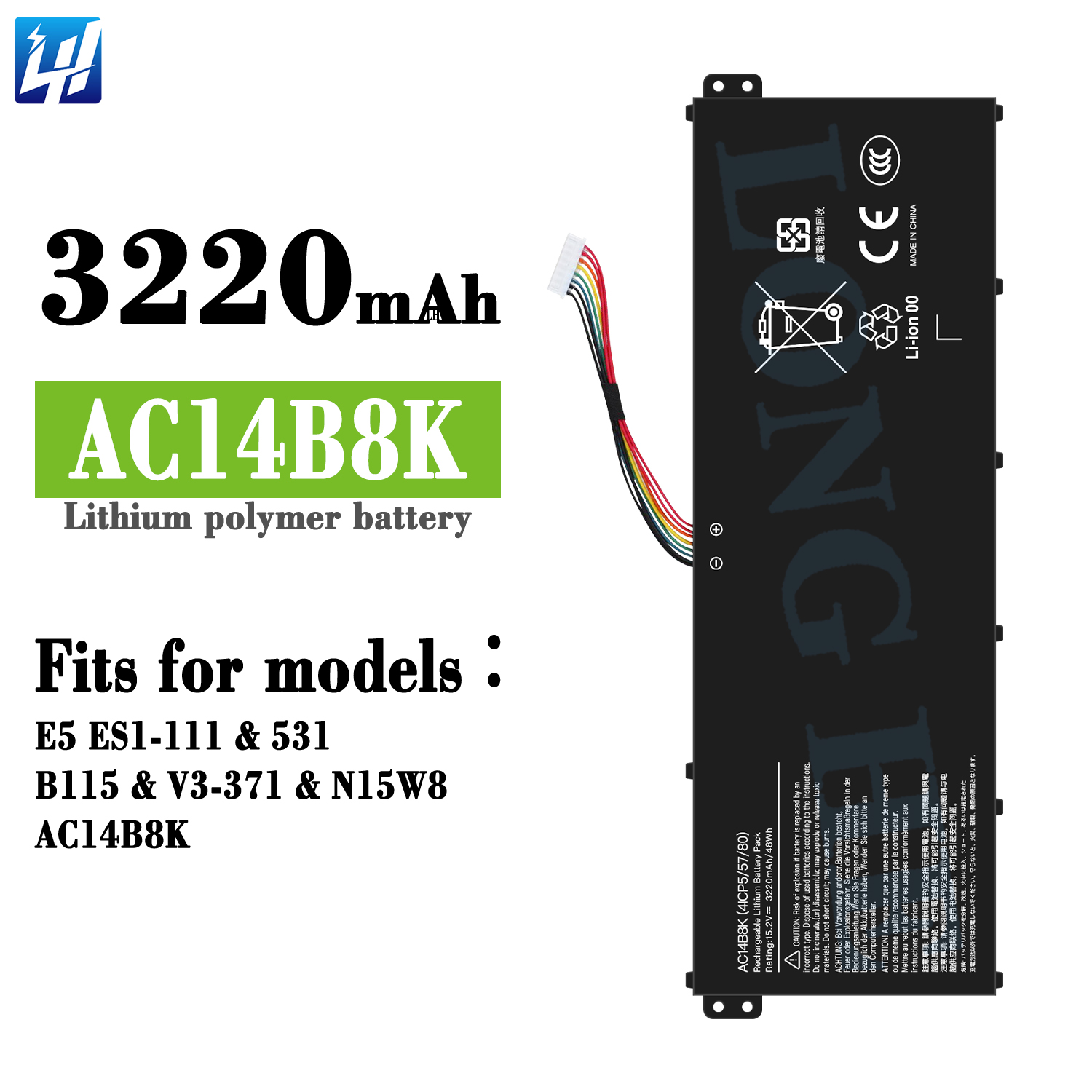 for Acer  E5 ES1-111 531 B115 V3-371 N15W8 AC14B8K