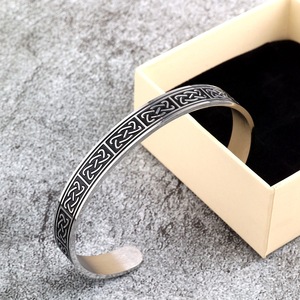 Yunnique European American Retro Tibetan <b>Silver</b> <b>Cuff</b> <b>Bracelet</b> Unisex Celtic Knot Design Clothing Matching Gift Jewelry - Product Image 2