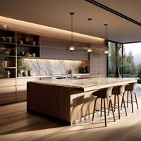 Gabinetes de Cocina Personalizados de Estilo Moderno Alemán, Panel de Madera de Pino, Melamina, Cajones con Cierre Suave, Resistentes al Agua, Bingkun CF-02 Easy