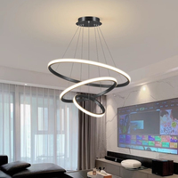 Lampu Gantung Chandelier Modern BAHE Custom, Desain Baru Lingkaran 3 Ring, Mewah untuk Ruang Tamu