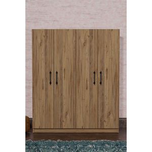 Armario Moderno Independiente <span class=keywords><strong>ARENA</strong></span> de 4 Puertas, Tablero de Melamina con <span class=keywords><strong>2</strong></span> Perchas y 6 Estantes, Ecológico para Almacenamiento de Ropa <span class=keywords><strong>en</strong></span> el Dormitorio - Product Image 1