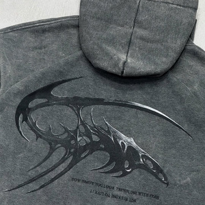 เสื้อฮู้ดดี้สตรีทแวร์ทรงโอเวอร์ไซส์สไตล์วินเทจแบบสั่งทำพิเศษ ลายพิมพ์ดิจิทัล ล้างสีแบบแอซิดวอช ทำสีซีดแบบดิสเทรส ผ้าหนา 100% ผ้าฝ้าย สำหรับผู้ชาย - Product Image 5