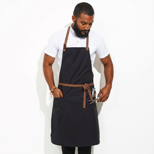 Capes et tabliers en jean personnalisés avec logo, avec sangle en coton réglable à dos croisé, confortables pour les salons et les barbiers - Product Image 2