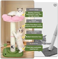 Griffoir pour chat de grande taille avec lit de fleurs, arbre à chat en corde de sisal pour chats d'intérieur avec tour en peluche, balle suspendue et trou pour souris