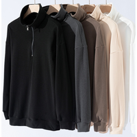 Sweat-shirts sportifs vintage pour hommes automne-hiver, col mi-zippé, en molleton oversize, couleur unie, col montant, vente en gros, ODM