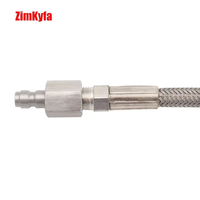 Tuyau de remplissage d'air HPA ZimKyfa de 10 pouces en acier inoxydable tressé avec revêtement en téflon, connexion filetée, 3000 PSI, noir, ergonomique