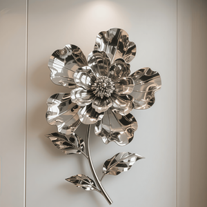 Sculture Floreali in Rilievo Personalizzate in Acciaio Inossidabile, Sculture Floreali 3D in Metallo per Decorazione d'Interni - Product Image 5