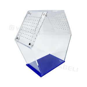 Yageli Chine usine Offre Spéciale personnalisé clair en forme d'hexagone acrylique Reptile Tarentule Juping Araignée boîtier avec couvercle magnétique - Product Image 4