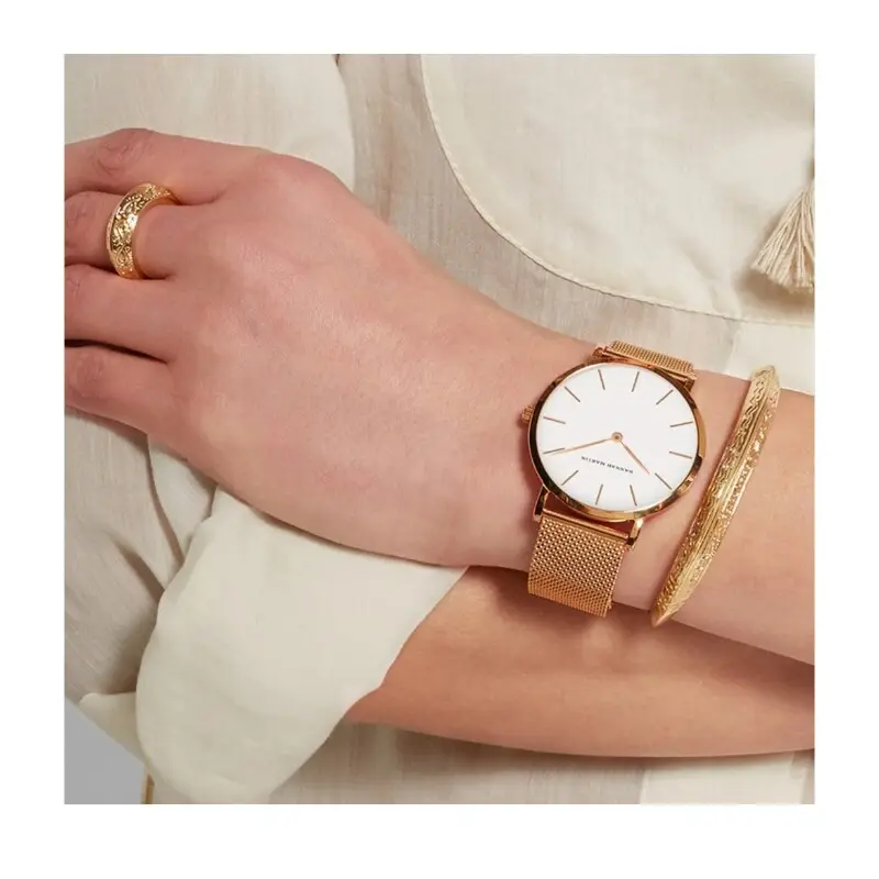 Moda de moda azul oro rosa impermeable reloj japonés Simple Casual All-match reloj de banda de acero
